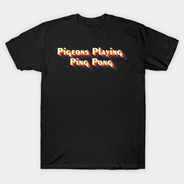 retro vintage Pigeons Playing Ping Pong T-Shirt by TulenTelan